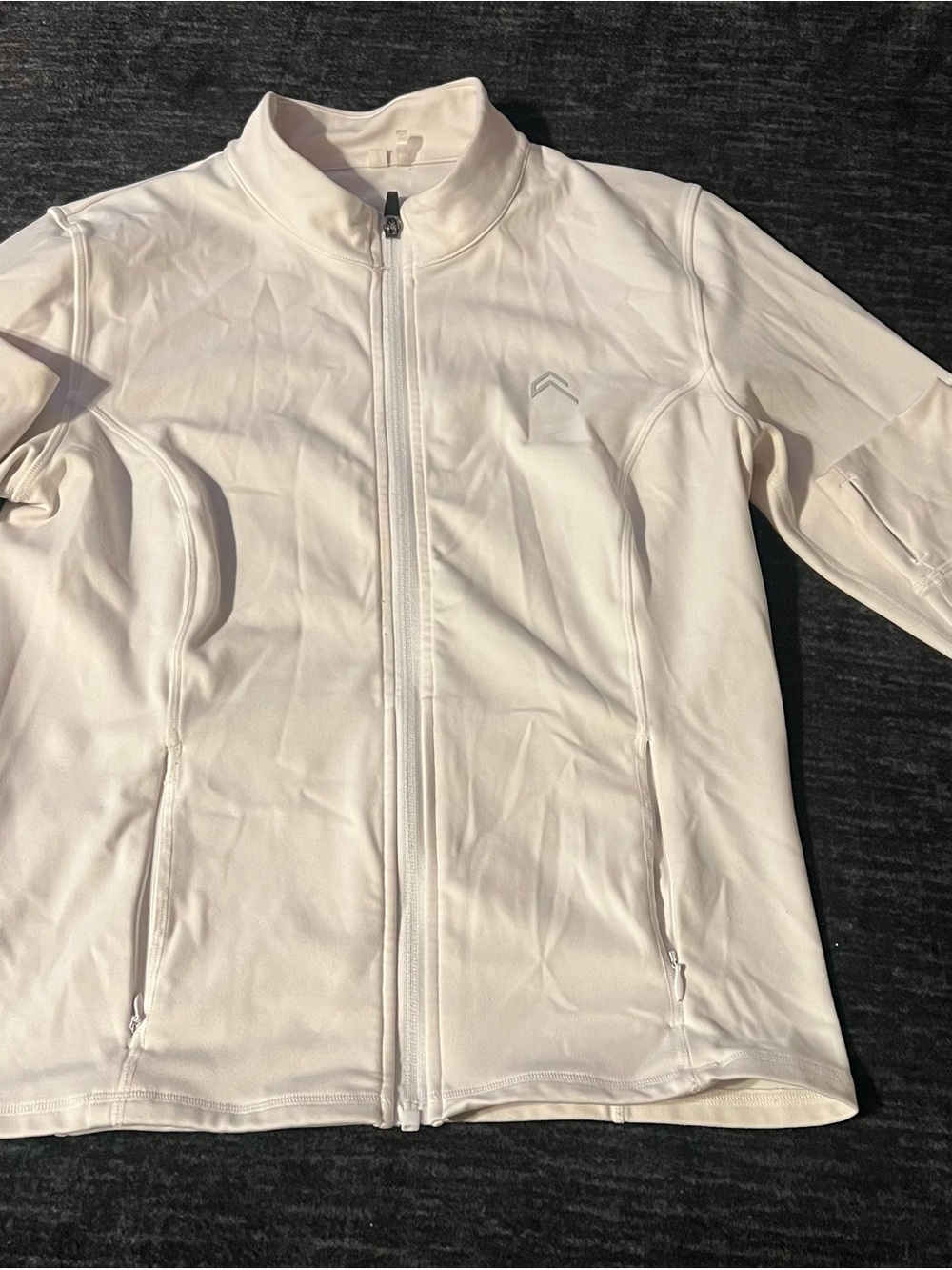 White Zip-Up Athletic Jacket